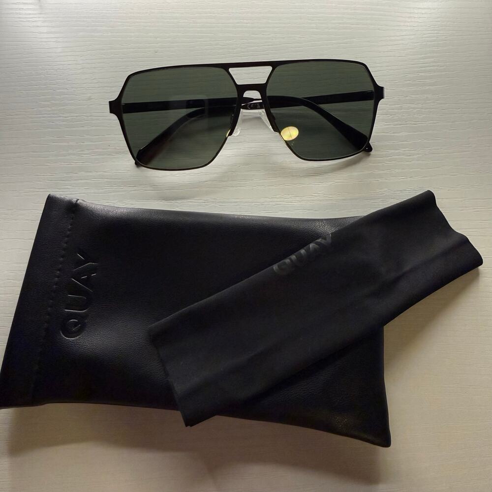 Quay $115 MSRP Backstage Pass 60mm Polarized Aviator Sunglasses Preppy Menswear - Picture 2 of 10